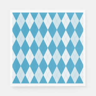 Peacock Blue Argyle Small Diamond Shape Napkins
