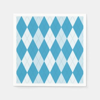 Peacock Blue Argyle Small Diamond Shape Paper Napkins