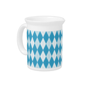 Peacock Blue Argyle Small Diamond Shape Pitcher