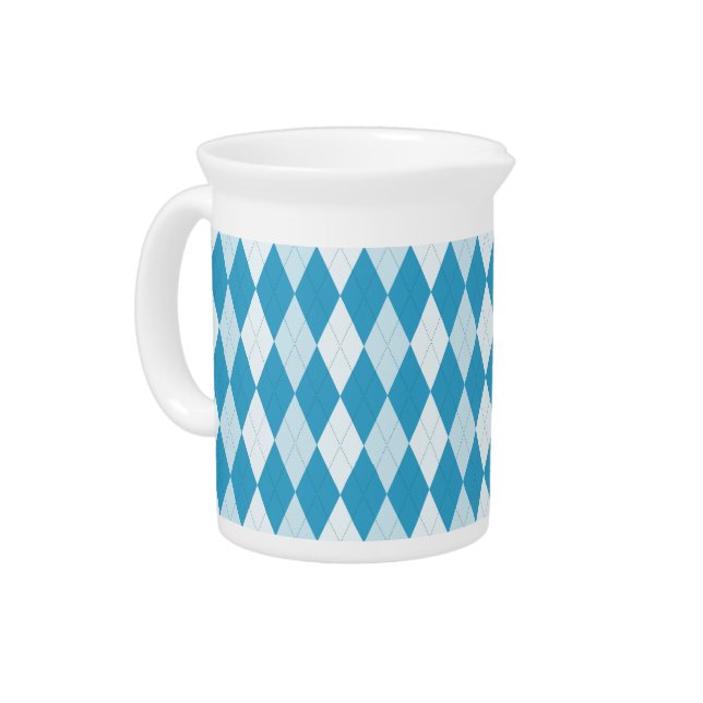 Peacock Blue Argyle Small Diamond Shape Pitcher (Left)