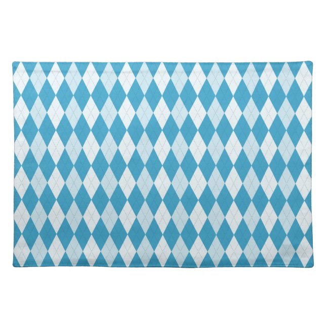 Peacock Blue Argyle Small Diamond Shape Placemat (Front)