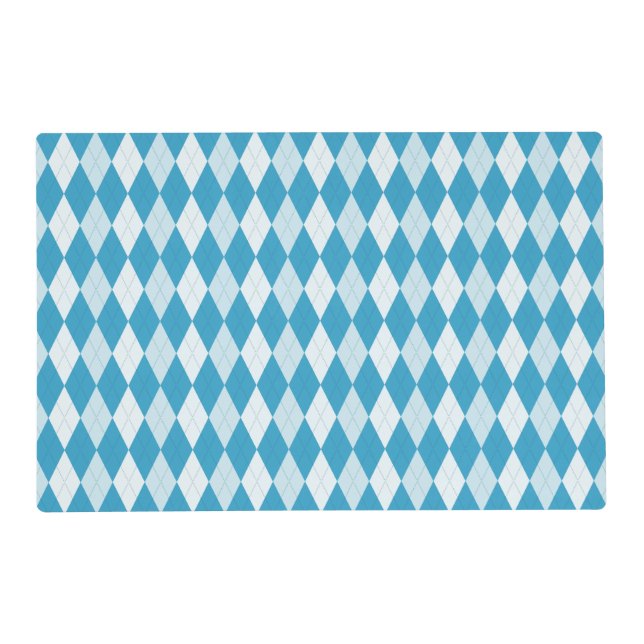 Peacock Blue Argyle Small Diamond Shape Placemat (Front)