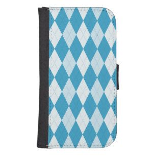 Peacock Blue Argyle Small Diamond Shape Wallet Phone Case For Samsung Galaxy S4