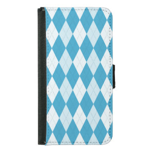 Peacock Blue Argyle Small Diamond Shape Samsung Galaxy S5 Wallet Case