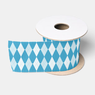 Peacock Blue Argyle Small Diamond Shape Satin Ribbon