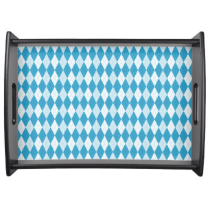 Peacock Blue Argyle Small Diamond Shape Serving Tray