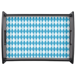 Peacock Blue Argyle Small Diamond Shape Serving Tray