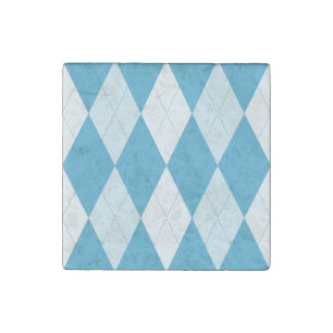 Peacock Blue Argyle Small Diamond Shape Stone Magnet
