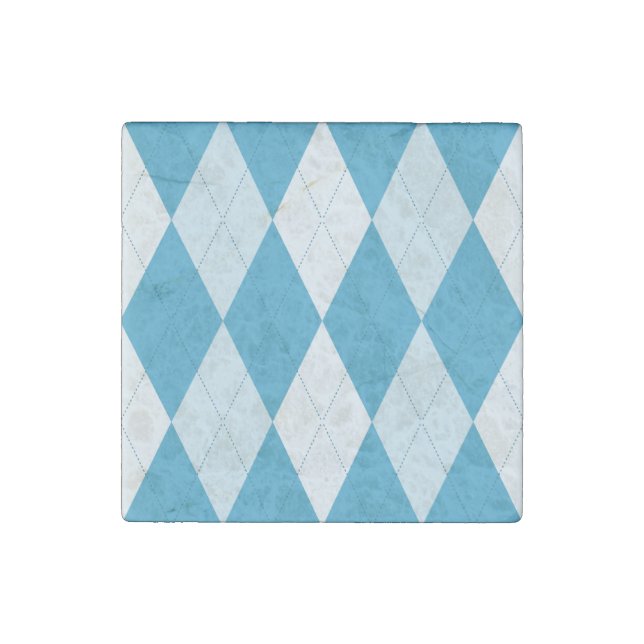 Peacock Blue Argyle Small Diamond Shape Stone Magnet (Front)