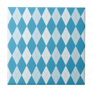 Peacock Blue Argyle Small Diamond Shape Tile