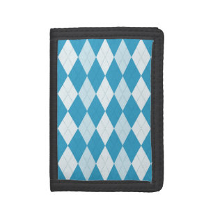 Peacock Blue Argyle Small Diamond Shape Tri-fold Wallet