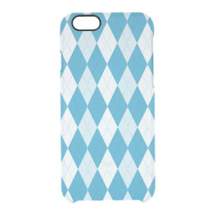 Peacock Blue Argyle Small Diamond Shape Clear iPhone 6/6S Case
