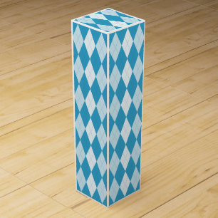 Peacock Blue Argyle Small Diamond Shape Wine Gift Box