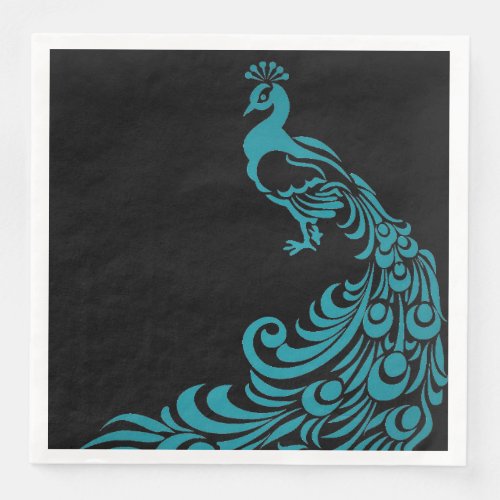 Peacock_Blue_Black_Everyday_Celebrations_Stylish Paper Dinner Napkins
