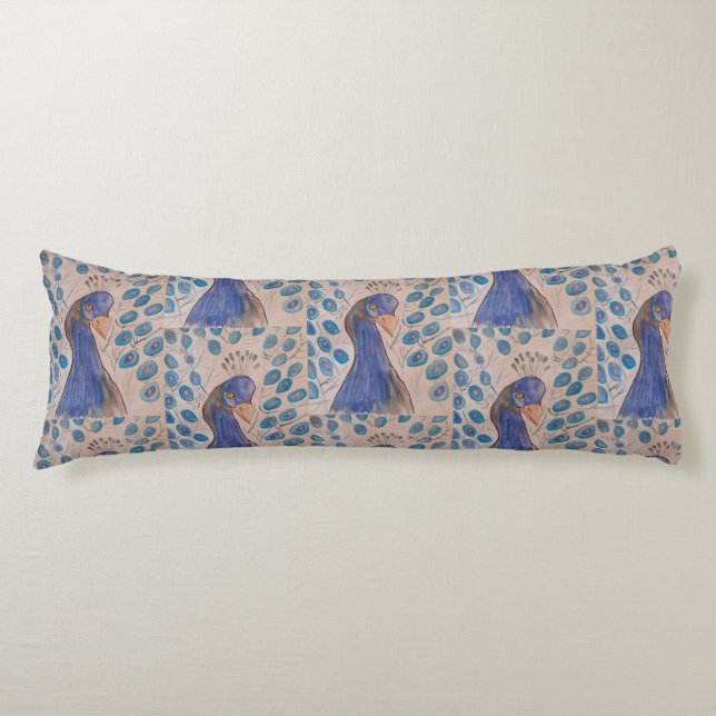 Peacock Blue  Body Pillow (Front)