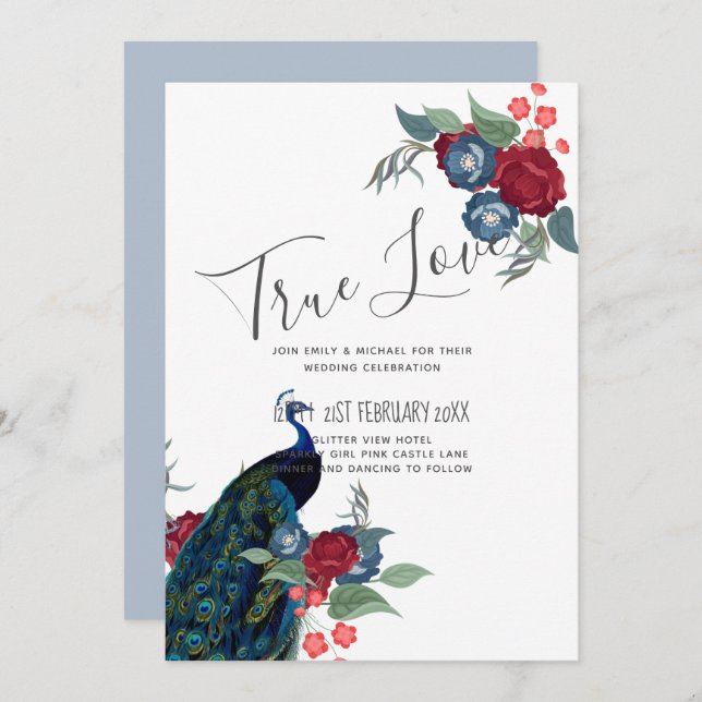 Peacock Blue Burgundy Winter Fall Wedding Budget (Front/Back)