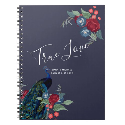 Peacock Blue Burgundy Winter Fall Wedding Budget Notebook