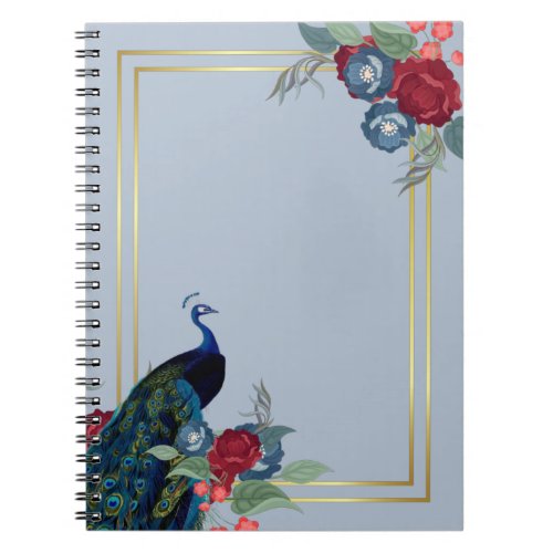 Peacock Blue Burgundy Winter Fall Wedding Notebook