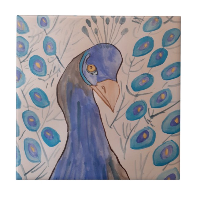 Peacock Blue  Ceramic Tile (Front)