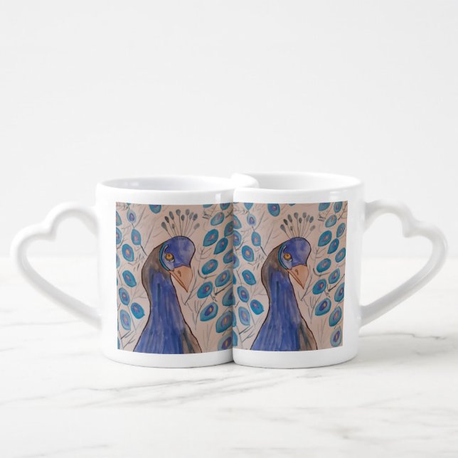Peacock Blue Coffee Mug Set (Front Nesting)