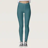 Peacock Blue Dark Teal Deep Aqua Solid Color Leggings Zazzle