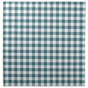 Peacock Blue (Dark Teal or Aqua) and White Gingham Cloth Napkin