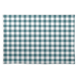 Peacock Blue (Dark Teal or Aqua) and White Gingham Placemat