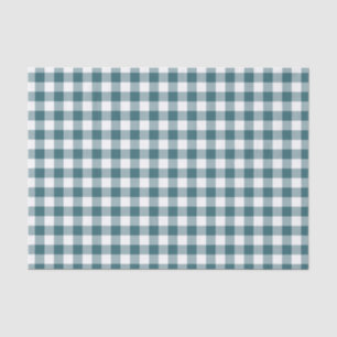 Peacock Blue (Dark Teal or Aqua) and White Gingham Tissue Paper