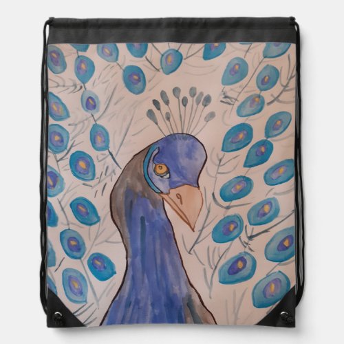 Peacock Blue Drawstring Backpack