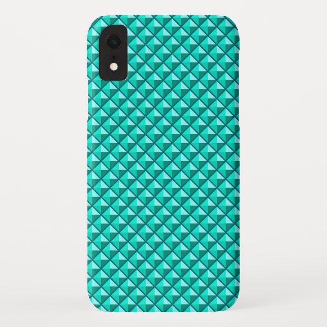 Peacock blue, enamel look, studded grid Case-Mate iPhone case (Back)
