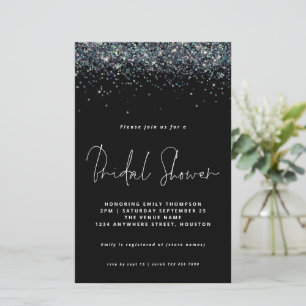 Peacock Blue Glitter Budget Bridal Shower Black