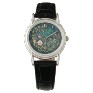Peacock Blue & Gold Luxury Watch