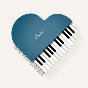 Peacock Blue Grand Piano Music Keyboard Custom Notebook
