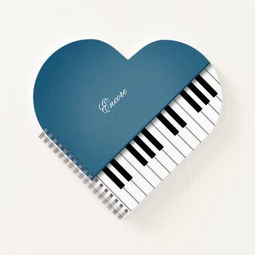 Peacock Blue Grand Piano Music Keyboard Custom Notebook
