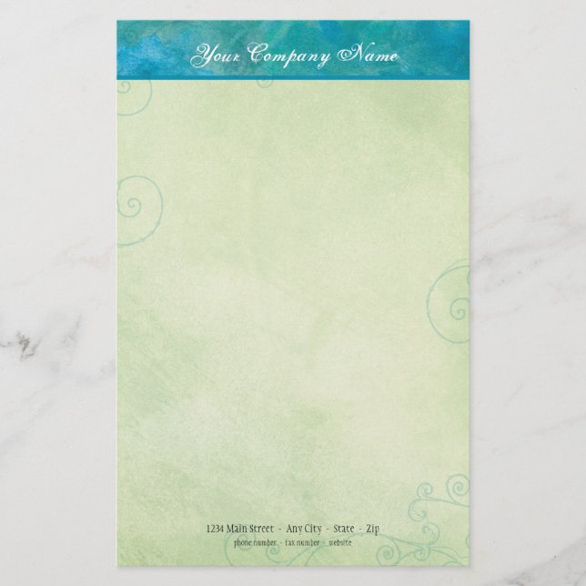 Peacock Blue & Green Business Stationery (Front)