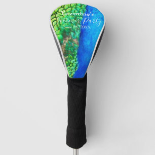Peacock Blue Green Feather Texture Summer Vibes Golf Head Cover