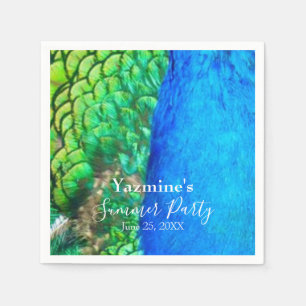 Peacock Blue Green Feather Texture Summer Vibes Napkins