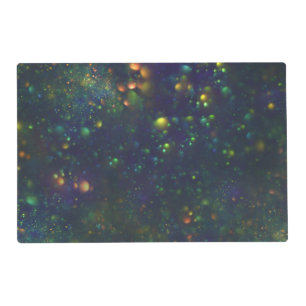 Peacock Blue Green Galactic Bokeh Glitter Placemat