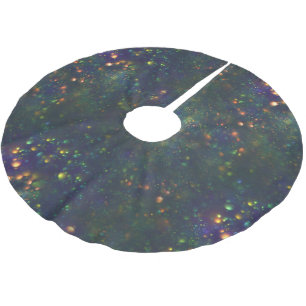 Peacock Blue Green Galactic Glitter Brushed Polyester Tree Skirt