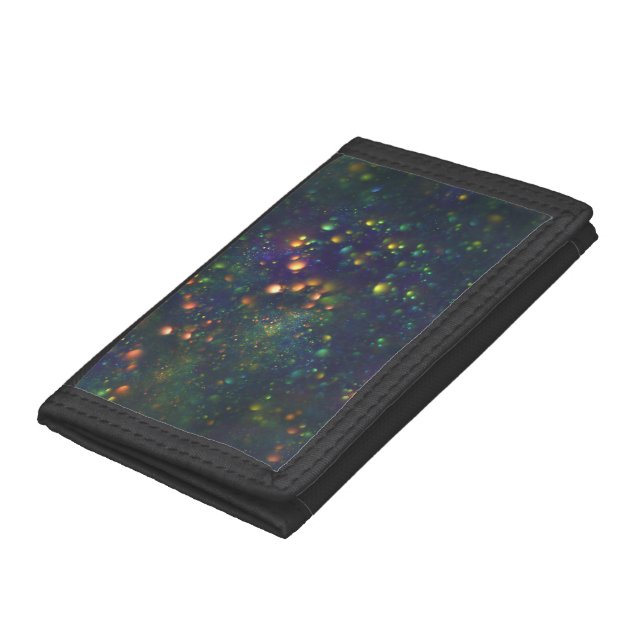 Peacock Blue Green Galactic Glitter Trifold Wallet (Bottom)
