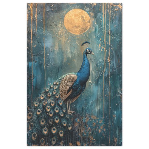 Peacock blue green  gold moonlight nouveau  tissue paper