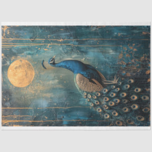 Peacock, blue, green & gold, moonlight, nouveau  tissue paper
