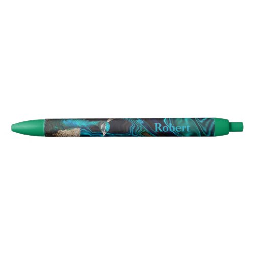 Peacock blue  green modern elegant custom name blue ink pen