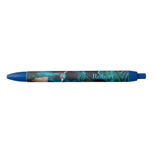 Peacock blue & green modern elegant custom name pen