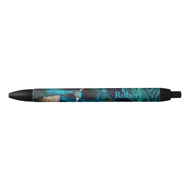Peacock blue & green modern elegant custom name pen (Front)