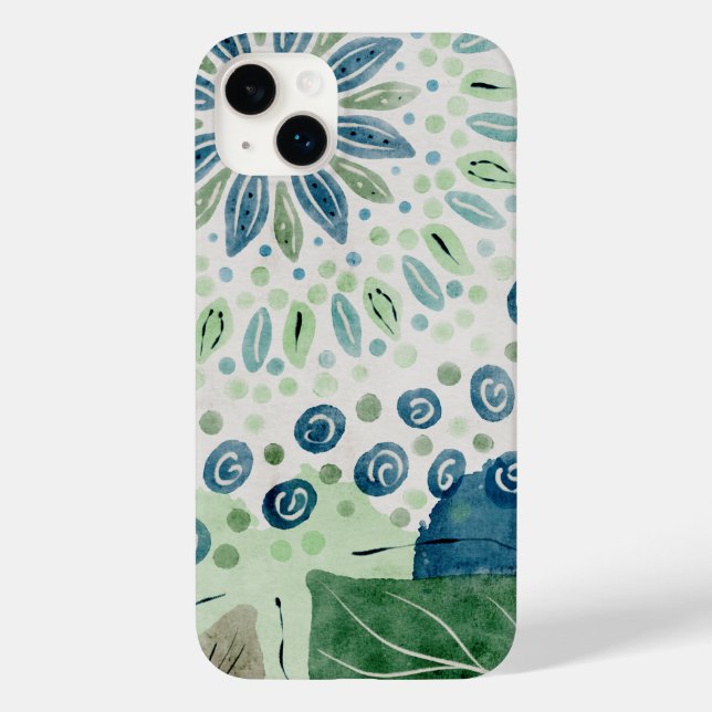 peacock blue green pattern floral  Case-Mate iPhone case (Back)