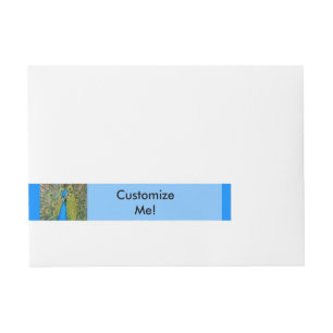 Peacock Blue Head with and Colorful Tail Feathers Wrap Around Address Label