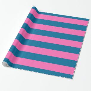 Peacock Blue, Hot Pink #2 XL Preppy Stripe 1X Wrapping Paper
