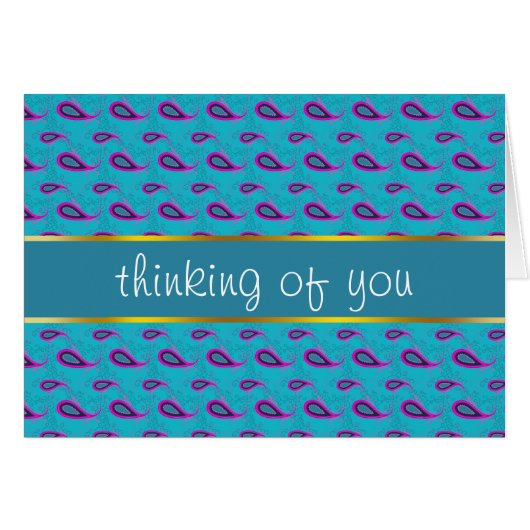 Peacock Blue Paisley Cards (Front Horizontal)