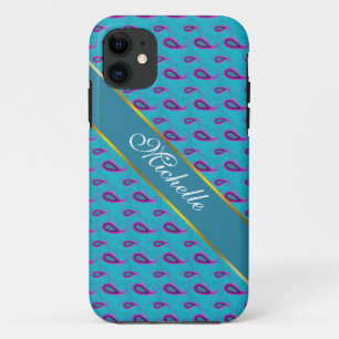 Peacock Blue Paisley iPhone 11 Case